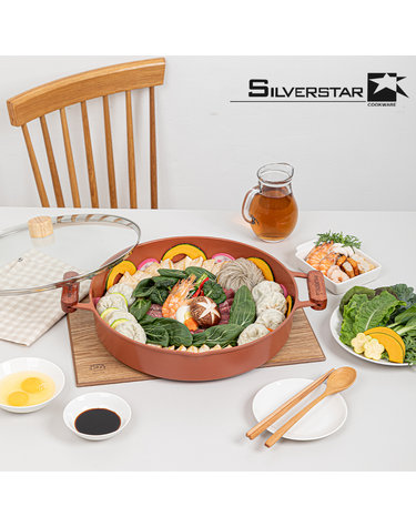 [SILVERSTAR] 실버스타 쿡쿡 인덕션 IH 대형 멀티 전골팬 36cm+유리커버36cm