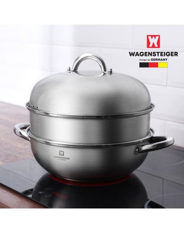 [WAGENSTEIGER] 바겐슈타이거 인덕션 겸용 스텐 더블 돔 웍 28cm 스티머 찜기 찜솥