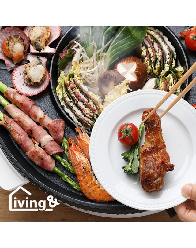 트라이스 [LivingN] 리빙앤 오이노 듀얼 원형그릴 ONIO-1700W 착용컷