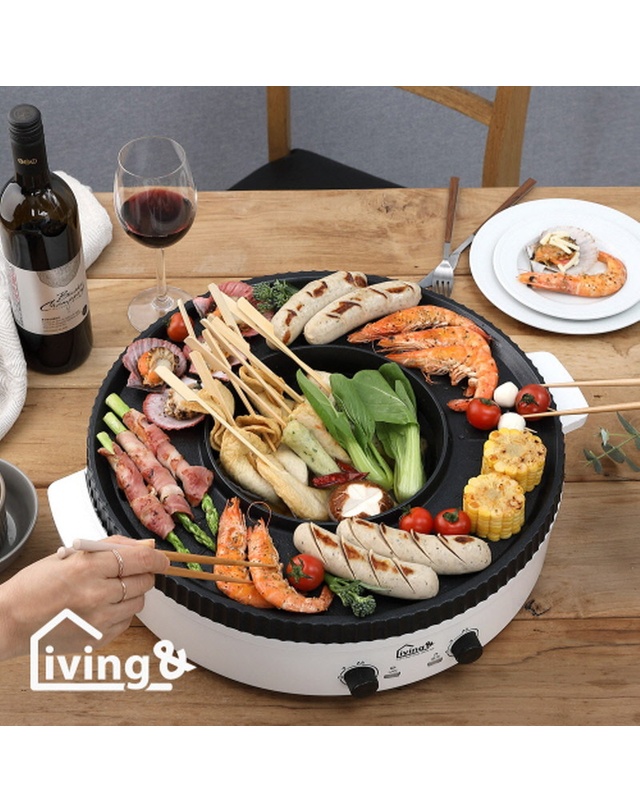 트라이스 [LivingN] 리빙앤 오이노 듀얼 원형그릴 ONIO-1700W 착용컷
