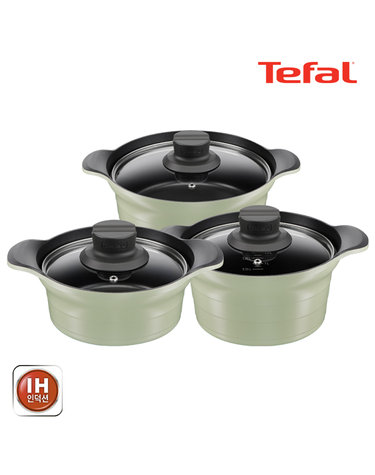 [Tefal] 테팔 인덕션 티타늄 아로마 통주물 냄비 3종세트(뚝18+양20+전24)
