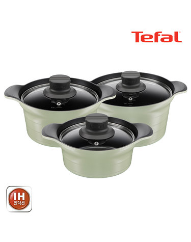 [Tefal] 테팔 인덕션 티타늄 아로마 통주물 냄비 3종세트(뚝18+양20+24)