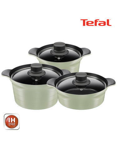 [Tefal] 테팔 인덕션 티타늄 아로마 통주물 냄비 3종세트(양20+24+전24)