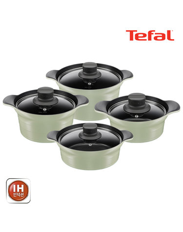 [Tefal] 테팔 인덕션 티타늄 아로마 통주물 냄비 4종세트(뚝18+양20+24+전24)