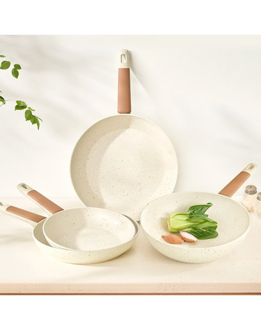 [DELLAGO] 델라고 바닐라빈 항균 세라믹 인덕션 후라이팬 3종세트 (팬24+팬28+팬30+웍28)