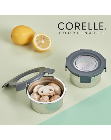 [CORELLE] 코렐 코디네이츠 스텐 밀폐용기 원형 2종 세트