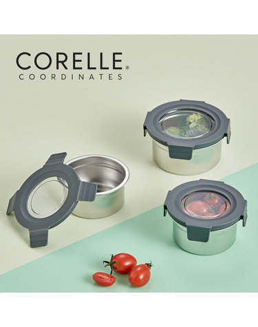 [CORELLE] 코렐 코디네이츠 스텐 밀폐용기 원형 3종 세트