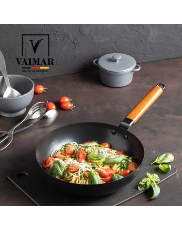 [Vaimar] 바이마르 불소수지코팅 우드손잡이 블랙빈 IH 스텐 궁중팬 28cm