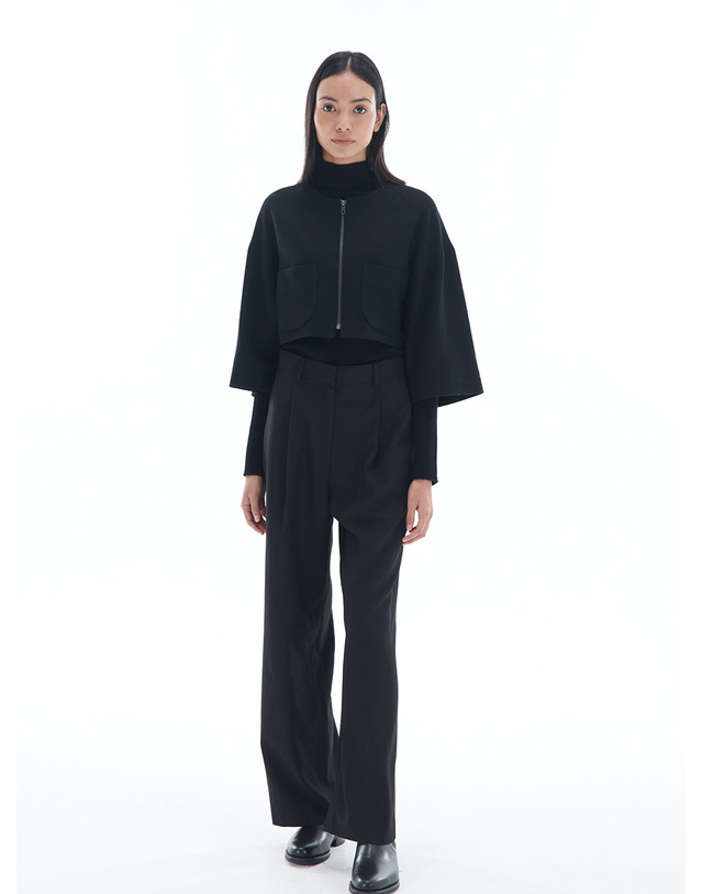 파르아비옹 [22FW] Loose Fit One Tuck Pants Black 블랙 착용컷