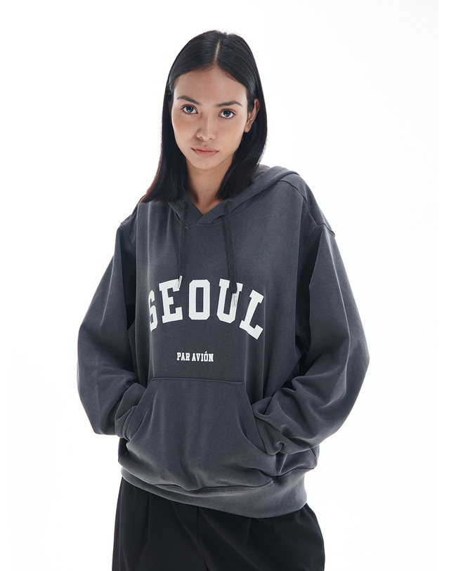 파르아비옹 [22FW] SEOUL LOGO Hoody Grey 그레이 착용컷