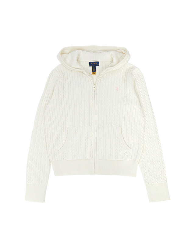 폴로 랄프로렌 키즈 폴로랄프로렌키즈 후드 집업 가디건 313916533004 WHITE (성인착용가능) 착용컷