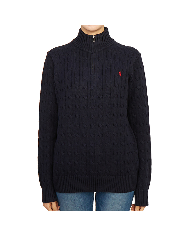 폴로 랄프로렌 키즈 폴로랄프로렌키즈 스크래치 반집업 니트 323868894005 NAVY (성인착용가능) 착용컷