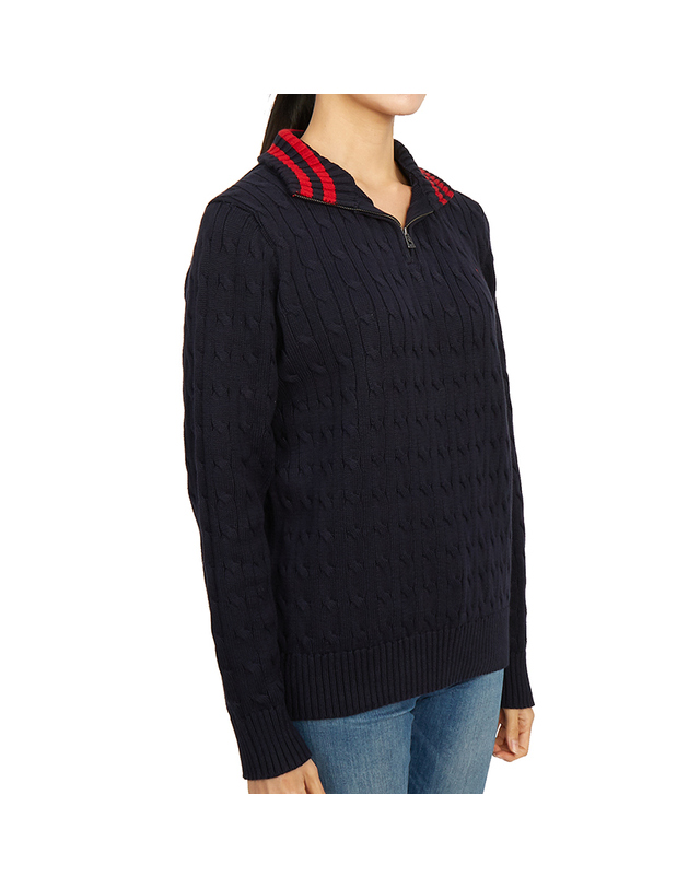 폴로 랄프로렌 키즈 폴로랄프로렌키즈 스크래치 반집업 니트 323868894005 NAVY (성인착용가능) 착용컷