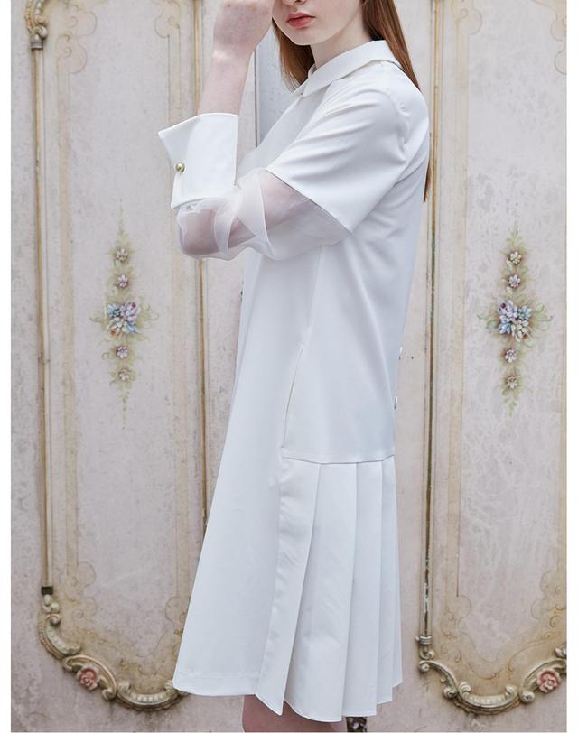 세컨드아르무아 세컨드 아르무아 Lana Dress _ Navy 화이트 착용컷
