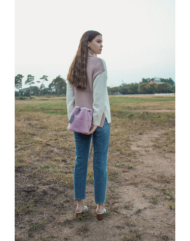 Morgan Knit Top _ Pink/Beige