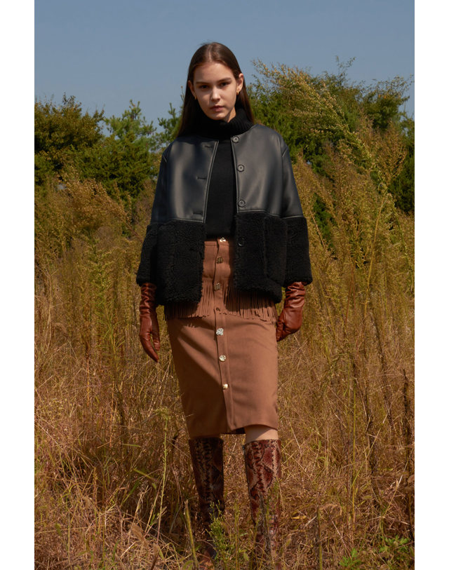 세컨드아르무아 세컨드 아르무아 Emma Skirt_Brown Suede 착용컷