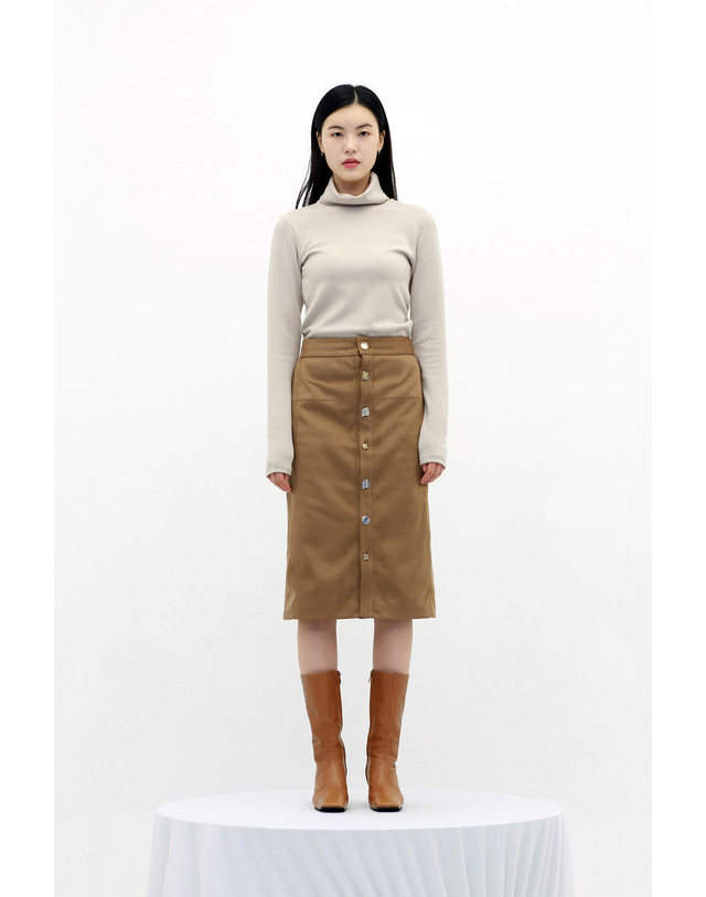 세컨드아르무아 세컨드 아르무아 Emma Skirt_Brown Suede 착용컷