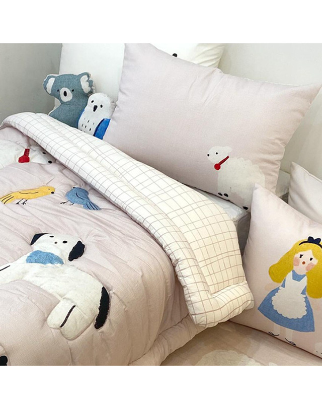드로잉에이미 꼬앙꼬앙 차렵 이불 세트 착용컷