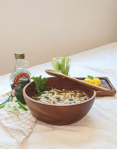 Holin 아카시아 통원목 수제 우드 면기(비빔기) 라면그릇 2P 세트