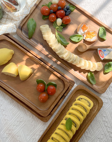 Holin 아카시아 통원목 수제 우드 직사각접시 3P 세트