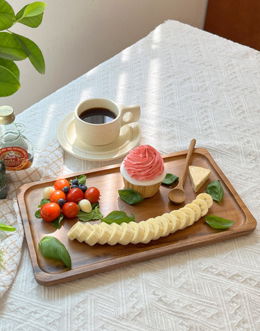 Holin 아카시아 통원목 수제 우드 직사각플레이트 (특대)