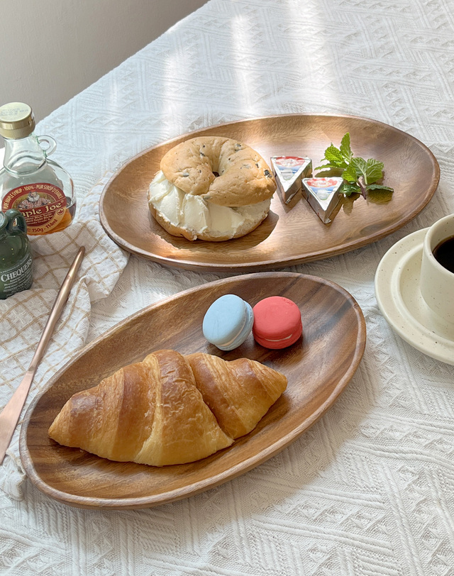 홀린 Holin 아카시아 통원목 수제 우드 오발접시 2P 세트 착용컷