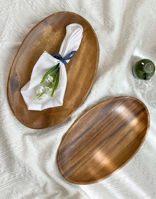홀린 Holin 아카시아 통원목 수제 우드 오발 플레이트(특대) 착용컷