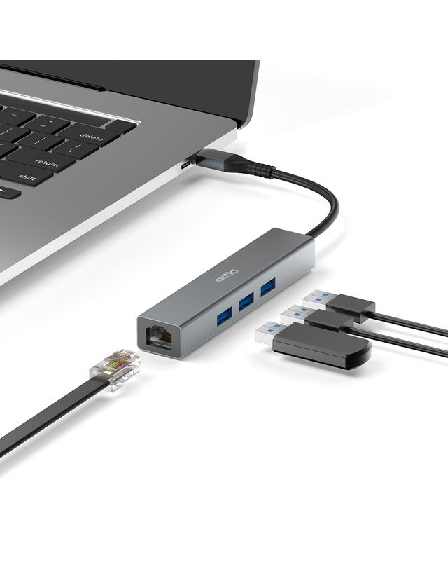 엑토 엑토 C타입 유선 랜카드 USB 3포트 멀티 허브 HUBL-05 착용컷