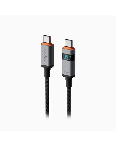 엑토 C to C 100W LED 디스플레이 스크린 데이터 전송 고속 충전 케이블 블랙 TC-56