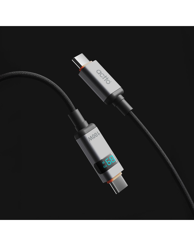 엑토 엑토 C to C 100W LED 디스플레이 스크린 데이터 전송 고속 충전 케이블 블랙 TC-56 착용컷