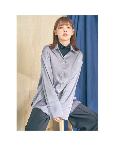 WIDE CUFFS BLOUSE _ SILVER