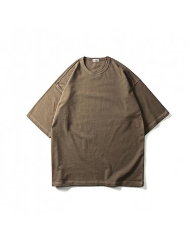 [ESFAI] COLOR STITCH SHORT SLEEVE T SHIRTS (BEIGE)