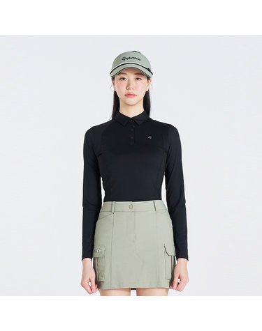 여성 메쉬 소매 카라 긴팔 티셔츠 TTO-52HG43-199