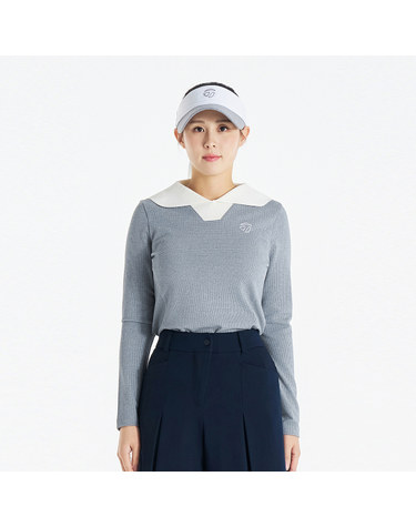 26FW 여성 와이드 배색 카라 티셔츠 TT6-72HG45-193