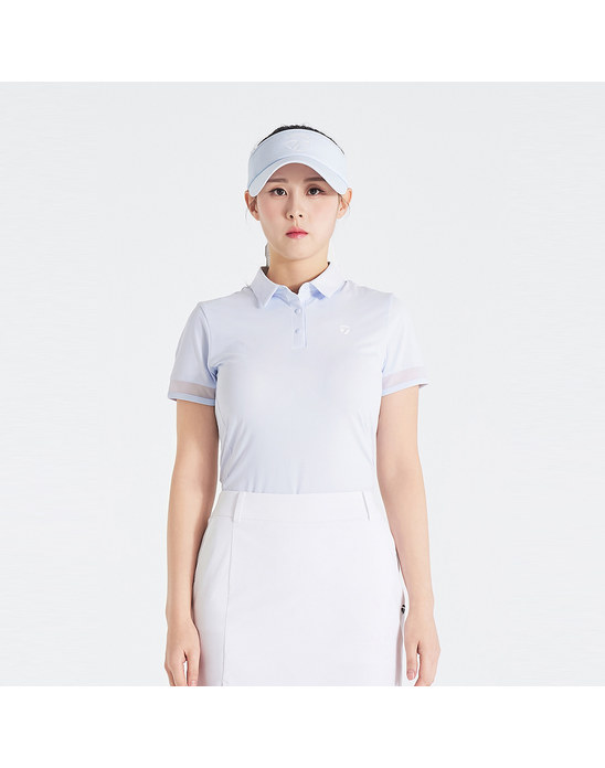 ㈜한성에프아이 /(주)에스원플래닝 26SS 여성 소매 메쉬 카라 반팔 티셔츠 TT6-67HG41-940