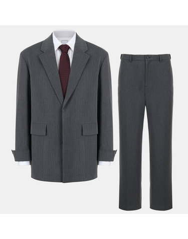 [BASSO homme]세로 스트라이프 테일러드 수트 세트 그레이 WSY3JF35A_WSY3PF35A