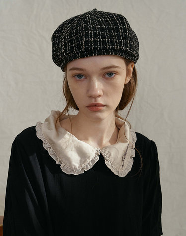 DOME BERET_tweed black