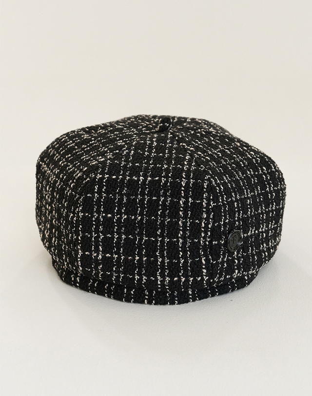포에지담 DOME BERET_tweed black 착용컷