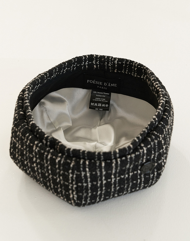 포에지담 DOME BERET_tweed black 착용컷