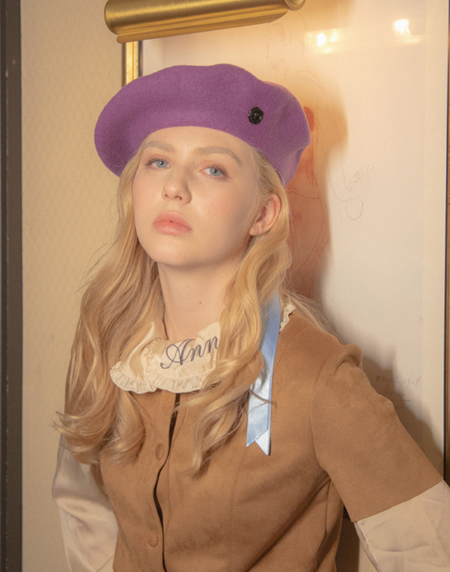 포에지담 [poetique] Wool Beret_vivid violet 착용컷