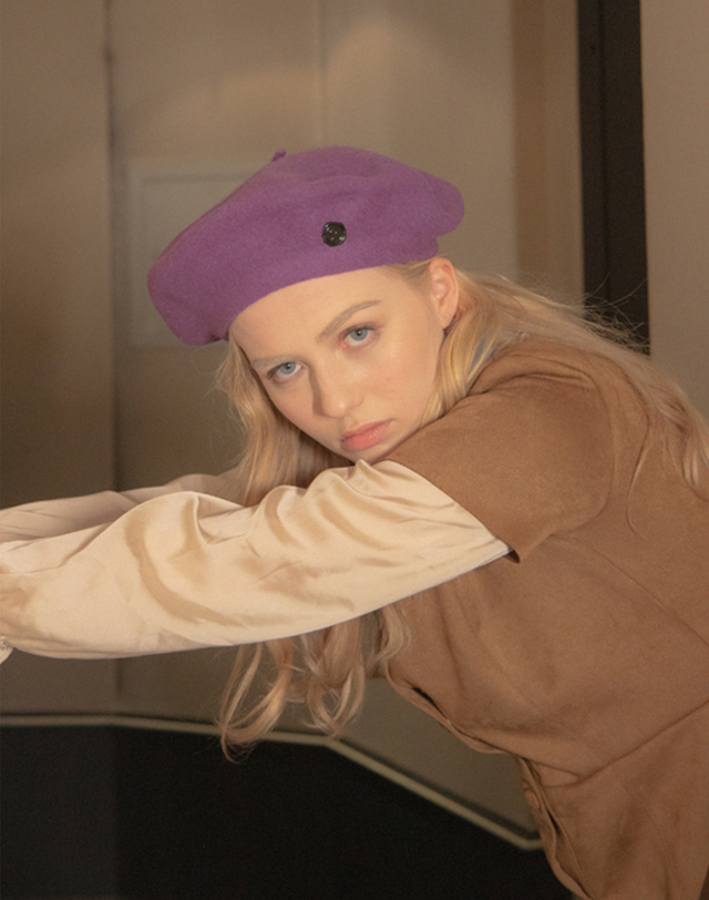 포에지담 [poetique] Wool Beret_vivid violet 착용컷