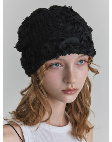 포에지담 ROSA KNIT BEANIE IN BLACK