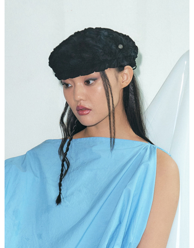 포에지담 PUFF BERET IN BLACK 착용컷