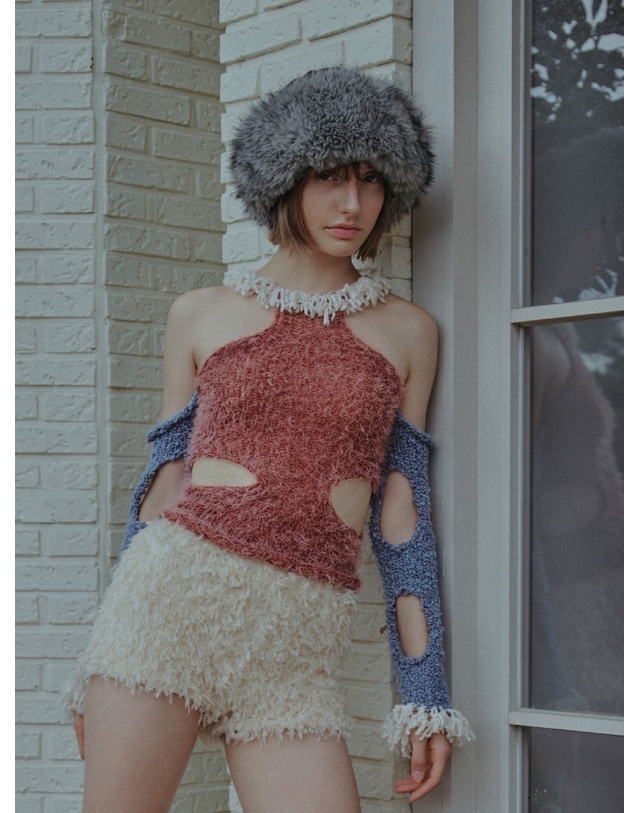 포에지담 KNIT FUR TOQUE HAT IN BLACK 착용컷