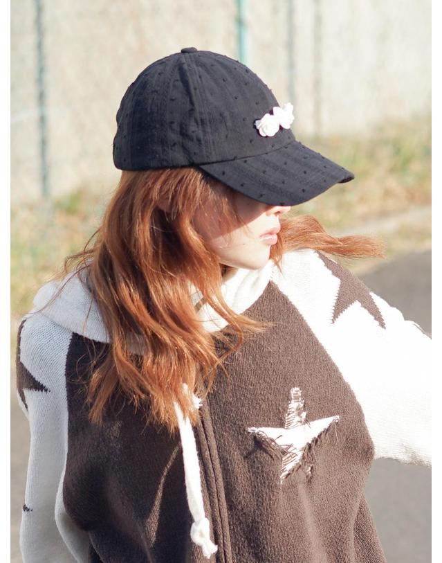 포에지담 ROSETTE CAP IN BLACK 착용컷