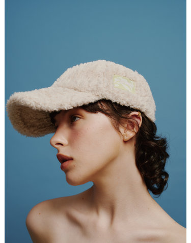 [Life PORTRAIT] Braid Fur ball cap in Beige