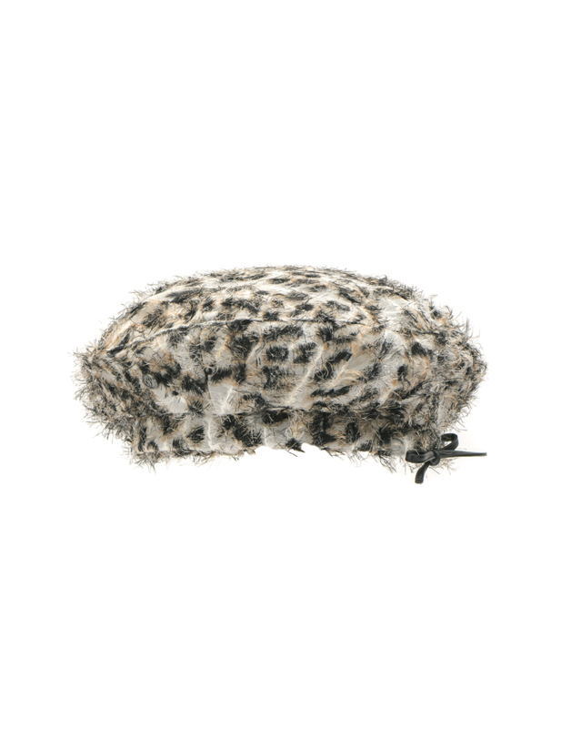 포에지담 [Life PORTRAIT] Fringe leopard beret in brown 착용컷