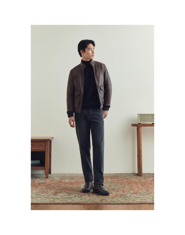 브렌우드 [셀렉션] 세미베지터블 양가죽 점퍼 BRUDW25851BRX 착용컷