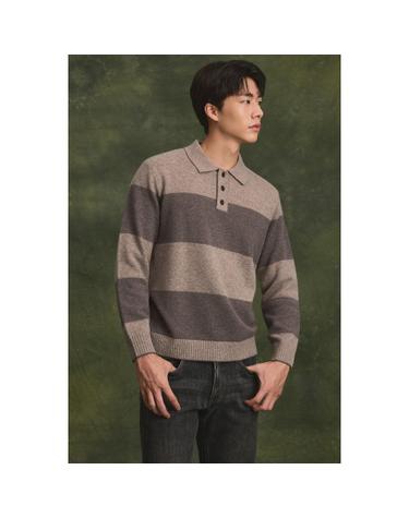 울 100 카라 배색 세미오버 스웨터 [블록] BRWAW26481BEX