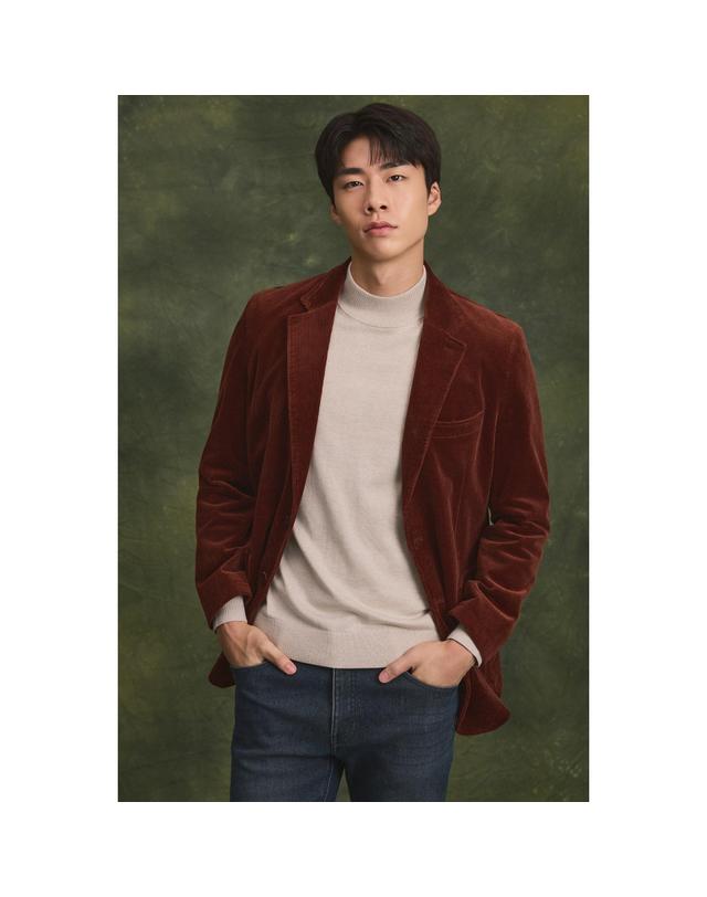 브렌우드 솔리드 코듀로이 자켓 BRJCW26511ORX 착용컷